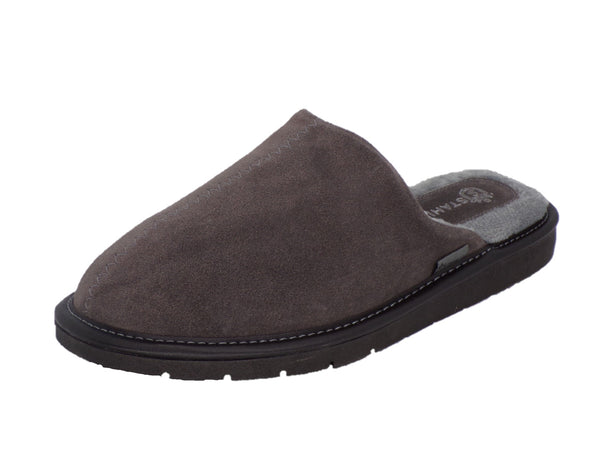 Pantuflas para hombre de gamuza genuina, STAHL E-9575 color Gris.